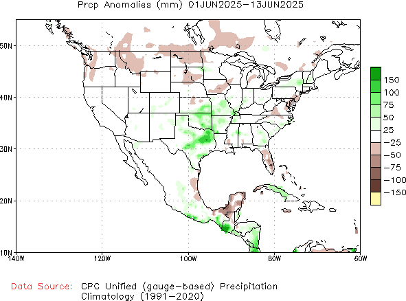 June to current Precipitation Anomaly (millimeters)